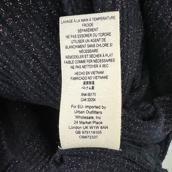 Free People We the Free Navy Blue Metallic Button Down Long Length Cardigan - Picture 8 of 11